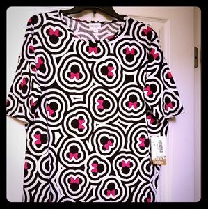 Lularoe Disney Minnie Irma Pink Bows Black White